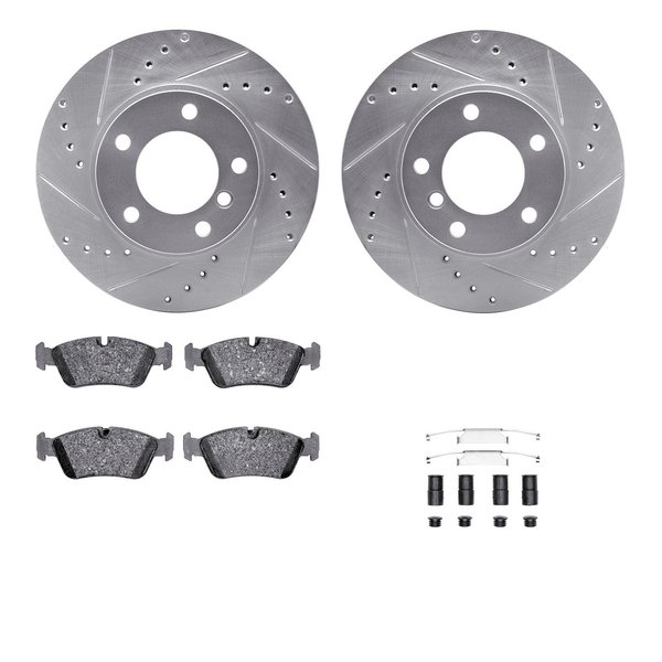 Dynamic Friction Co 7312-31036, Rotors-Drilled, Slotted-SLV w/3000 Series Ceramic Brake Pads incl. Hardware, Zinc Coat 7312-31036